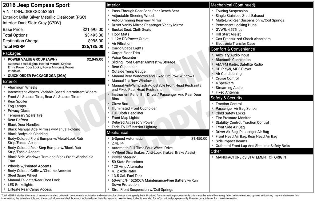2016 Jeep Compass Sport
