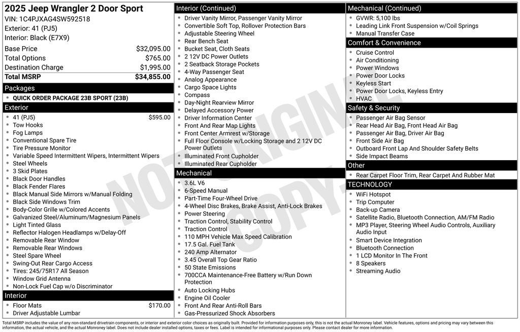 2025 Jeep Wrangler 2-Door Sport 4x4