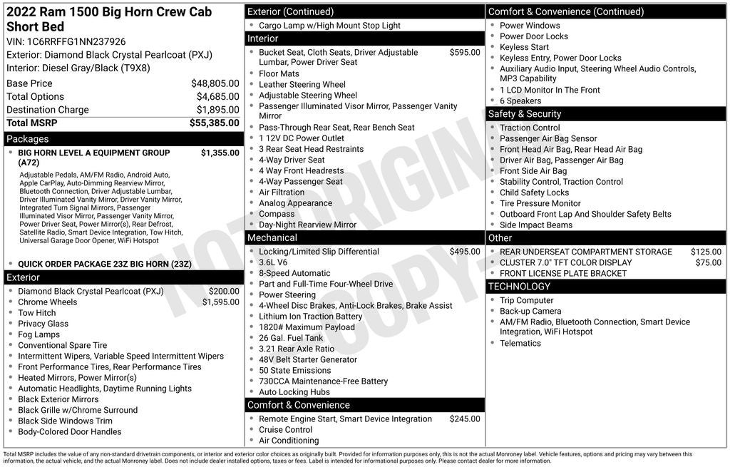 2022 RAM 1500 Big Horn Crew Cab 4x4 5'7' Box
