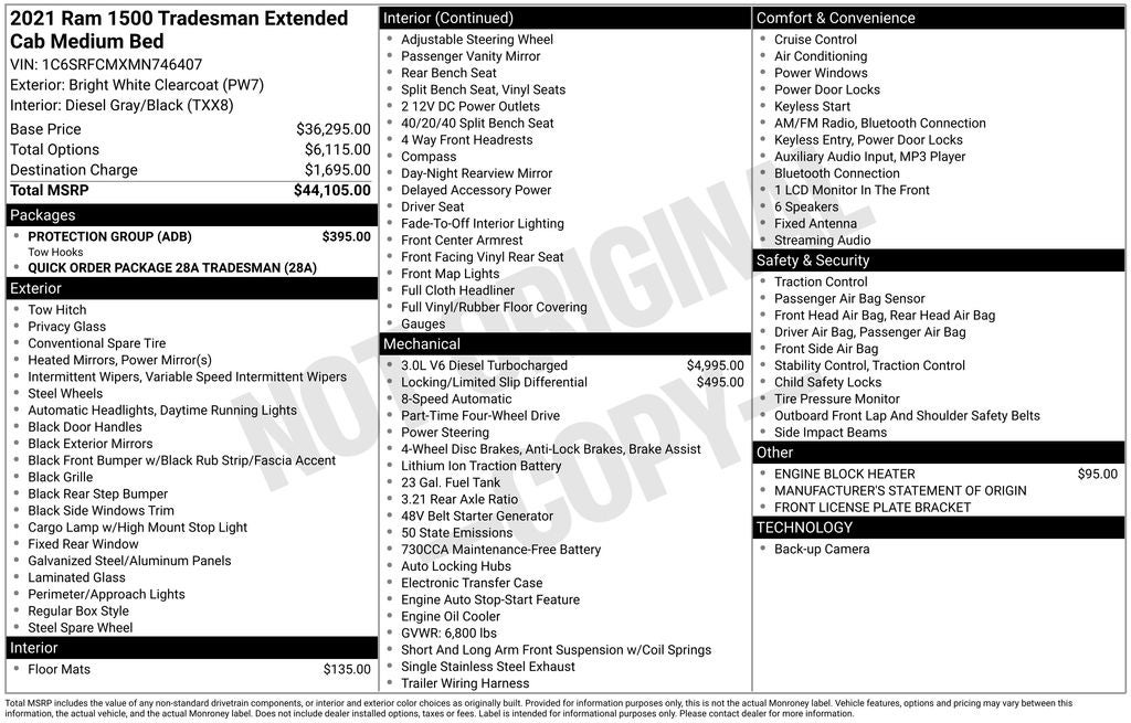 2021 RAM 1500 Tradesman Quad Cab 4x4 6'4' Box