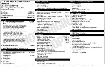 2025 RAM 1500 Big Horn Crew Cab 4x4 5'7' Box