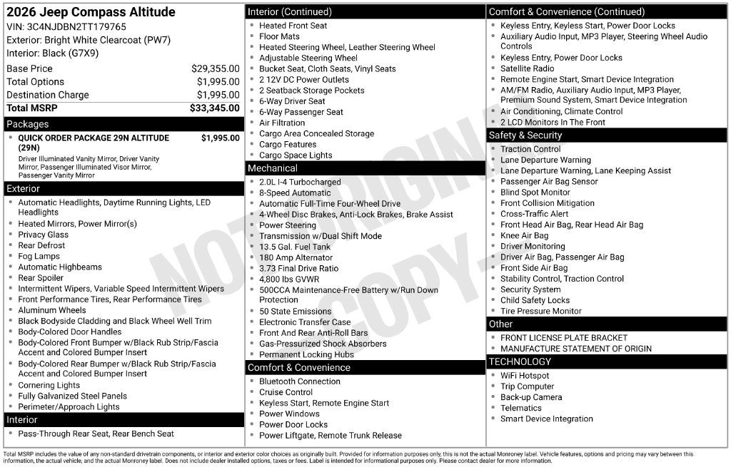 2026 Jeep Compass Latitude Altitude