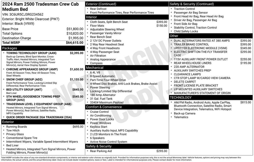 2024 RAM 2500 Tradesman Crew Cab 4x4 6'4' Box