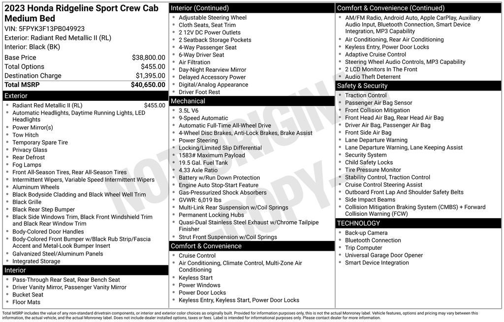 2023 Honda Ridgeline Sport