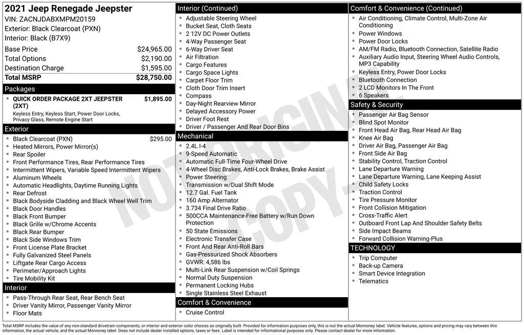 2021 Jeep Renegade Jeepster 4x4